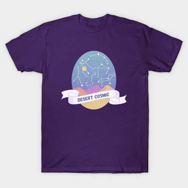 Desert Cosmic Nighttime Sands | Constellations Graphic Design T-Shirt by Mia Delilah